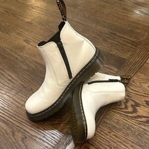 Dr. Martens White Ankle Boots with Black Zipper